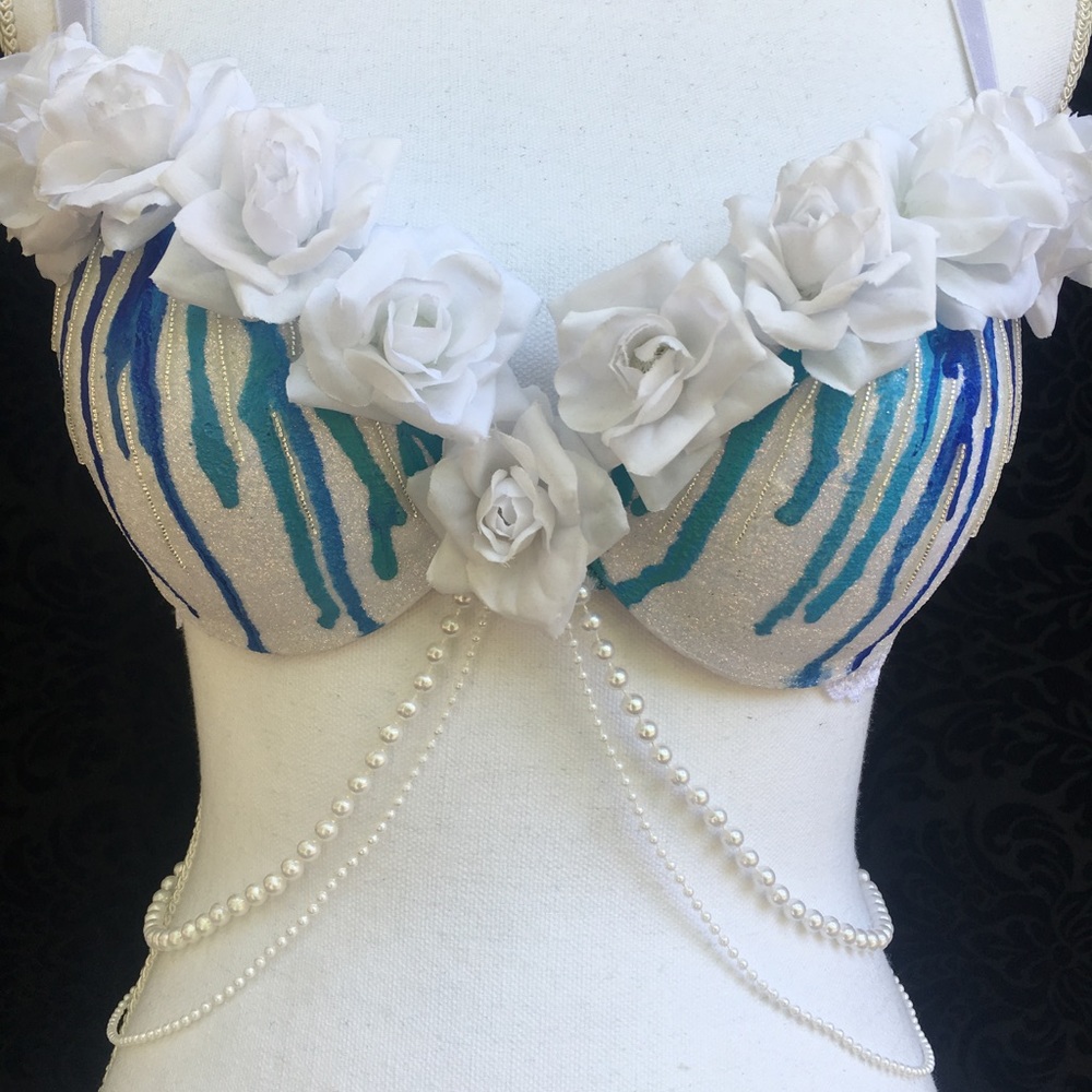 White and blue rave bra - Picture 5 of 5